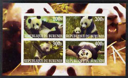 Burundi 2009 Pandas Imperf Sheetlet 4 Values U/m - Unused Stamps