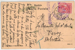 Cp De Sinaia Pour La Suisse, Avec Censure Autrichienne 1915 - World War 1 Letters