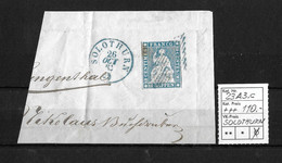 1854-1862 Helvetia (ungezähnt) → Doppelentwertung, Blauer Rundstempel SOLOTHURN & Blaue Raute  ►SBK-23A3.c◄ - Gebraucht