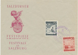 ÖSTERREICH SONDERSTEMPEL 1946„SALZBURG 1 – FESTIVALS OF SALZBURG – SALZBURGER FESTSPIELE“ In Sehr Seltene Violette Farbe - Cartas & Documentos