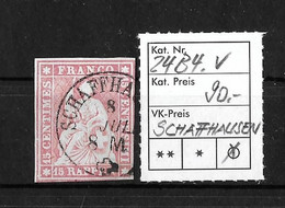 1854-1862 Helvetia (ungezähnt) → Klarer Einkreis Stempel SCHAFFHAUSEN     ►SBK-24B4.V / Guter Schnitt◄ - Gebraucht