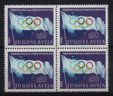 3019 Yugoslavia 1980 Olympic Week, Block Of 4 MNH - Unused Stamps
