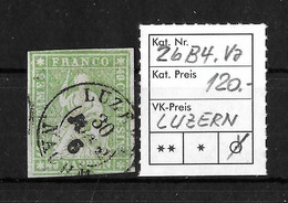 1854-1862 Helvetia (ungezähnt) → Zweikreis Stempel LUZERN     ►SBK-26B4.Va / Guter Schnitt◄ - Gebraucht