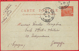 Aa2290 - French TUNIS  -  Postal History - STATIONERY CARD: SFAX  To SPAIN  1912 - Brieven En Documenten