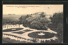 AK Büsum, Gasthaus Zum Erlengrund, Parkpartie Mit Rabatten - Buesum