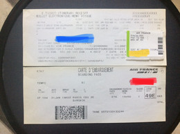 TICKET AIR FRANCE  Paris-Bangkok-Paris + CARTE D’EMBARQUEMENT AIR FRANCE Paris-Bangkok - Biglietti