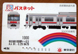 GIAPPONE Ticket Biglietto Treni -  Train  Railway Card 3000 ¥ - Usato - Mondo