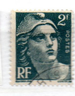 FRANCE N° 713 2F VERT FONCE TYPE MARIANNE DE GANDON VERT NOIR OBL - Used Stamps