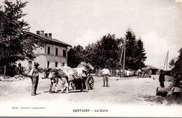 XERTIGNY  -  La Gare  -  Bel Attelage De Boeufs Place De La Gare - Xertigny