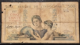 Indochina Indochine Vietnam Viet Nam Laos Cambodia 500 Piastres Fine Banknote Note / Billet 1939 - Pick# 57 / 02 Photo - Indochina