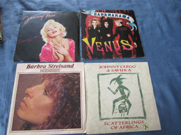 4 DISQUES VINYLES 45 TOURS :  Jeanne MAS, BANANARAMA, Barbara STREISAND, Johnny CLEGG. - Non Classés