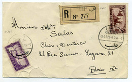 Lettre Recommandée ALEP SYRIE / 1926 /Pour PARIS France - Syrië