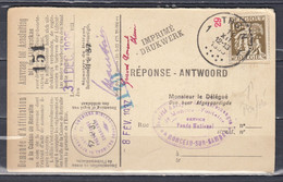 Kaart Van Thuin 1 (Perfin) Naar Monceau Sur Sambre - 1932 Cérès Et Mercure