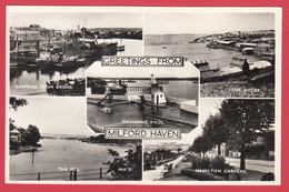Greetings From MILFORD HAVEN  Multiview: The Pill, Hamilton Garden, Swimming Pool, Shipping From Bridge*Scan Recto-Verso - Glamorgan
