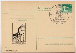 DDR P84-5-85 C109 Postkarte Zudruck BACHDENKMAL ESPERANTO Leipzig Sost. 1985 - Cartoline Private - Usati