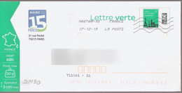 D1180 - Entier / Stationery / PSE - PAP Lettre Verte - Paris, Mairie Du 15° - Agrément 809 - B2K/193614 - Prêts-à-poster:  Autres (1995-...)