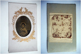 PHOTO CDV FERROTYPE ENFANT JEUNE FILLE  Cabinet  ANONYME - Oud (voor 1900)