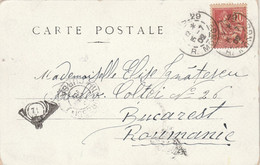 Yvert 116 Mouchon Cachet PARIS 29 R Monge 15/7/1902 Carte Postale Martinique Pour Bucarest Roumanie Cachet  Illustré - 1877-1920: Semi Modern Period