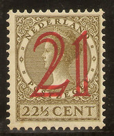 HOLANDA  YVERT 222* Mh  21 Cts. Sobre 22 1/2 Oliva  1929  NL1024 - Ungebraucht