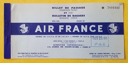 Billet D'avion Air France - Paris Bamako 1954 - Billet De Passage Et Bulletin De Bagages - Biglietti