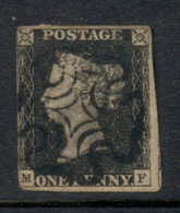 GB 1840 1d Black MF Pl5 Black MC 3 Margins, Sound FU - Oblitérés