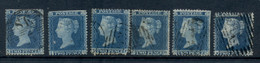 GB 1855 On 2d Blue Asst (6) Small Faults FU - Usados
