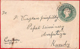 Aa2416  - INDIA   - Postal History - STATIONERY COVER To CEYLON 1899 - Covers