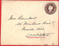 Aa2418 - INDIA  - Postal History - STATIONERY COVER  H&G  # 2e 1905  Very Late Use! - Buste