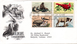 USA. N°963-6 De 1972 Sur Enveloppe 1er Jour. Pélican/Cardinal/Phoque/Mouflon/ - Pélicans