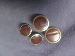 Vintage Boutons De Manchettes  Bouton De Manchette Rouge Cuir ? Cufflinks Manschettenknöpfe Gemelos - Bottoni Di Colletto E Gemelli