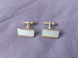 Vintage Boutons De Manchettes Bouton De Manchette Métal Nacre ? Cufflinks Manschettenknöpfe Gemelos - Manschetten- U. Kragenknöpfe