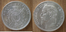France 5 Francs 1867 BB Strasbourg Napoleon 3 Que Prix + Port Frcs Frc Cents Centimes Argent Silver Paypal Bitcoin OK - 5 Francs