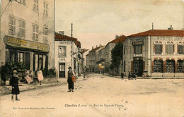 Charlieu * La Rue Du Pont De Pierre * Auberge Aubergiste DUMAITRE * Magasin Commerce Porcelaine A. THERON - Charlieu