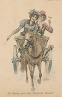 Wichera Hand Colored Horse Cart With Beautiful Girls Drinking Champagne  MM Vienne 206 - Wichera