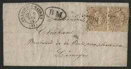 1869 HAUTE VIENNE BOITE MOBILE BM Pli Daté De ST Mathieu Pour Limoges + C. à D. ORADOUR S/ VAYRES (voir Description). - 1849-1876: Klassik