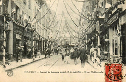 Roanne * La Rue Nationale * Souvenir Du Concours Musical 15-16 Août 1908 * Fête Locale * Commerces Magasins Chapellerie - Roanne