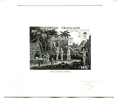 Épreuve D'artiste Polynésie Française1988 "Moraï Au Cimetière à Noukhaiva" - Sculptures Sur Bois - Otros & Sin Clasificación