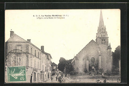 CPA La Mothe-St-Heray, L`Eglise Et La Route De Pamproux - La Mothe Saint Heray