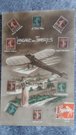 CPA  LE LANGAGE DES TIMBRES 10 C 25 C FEMME AEROLPLANE AVION REX 4485 PARIS - Timbres (représentations)