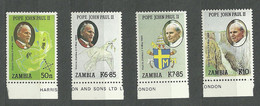 Zambia, 1989 (#482-85c), Pope John Paul II, Religion, Christianity, Johannes Paul II, Giovanni Paolo II, Victoria Fall - Papes
