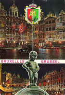 SCENES FROM BRUSSELS AT NIGHT, BRUSSELS, BELGIUM. USED POSTCARD Fw1 - Bruxelles La Nuit