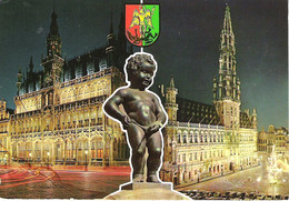 SCENES FROM BRUSSELS AT NIGHT, BELGIUM. USED  POSTCARD Fw2 - Bruselas La Noche