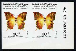 Comoro Islands 1978 Butterfly 30f (Charaxes Defulvata) Imperf Proof Pair In Issued Colours U/m, As SG 336 - Komoren (1975-...)