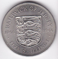 Jersey 5 Shillings 1966 Bataille D'Hastings Elizabeth II   Cupronickel , KM# 28 - Jersey