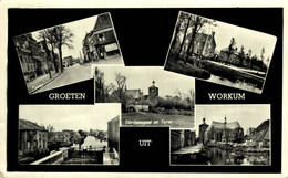 GROETEN UIT WORKUM  MARKT PARKSTRAAT SLUIS     Workum Friesland   HOLLAND HOLANDA NETHERLANDS - Workum