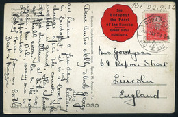 BUDAPEST 1936. Képeslap Hotel Levélzáróval Angliába Küldve - Used Stamps