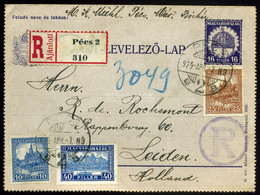 PÉCS 1929. Expressz-ajánlott  Kiegészített Zárt Díjjegyes Lap Hollandiába - Used Stamps