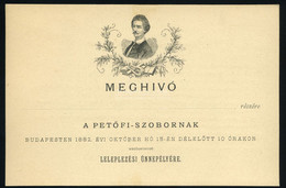 BUDAPEST 1882. Meghívó A Petőfi Szobornak Leleplezési ünnepélyére , Kitöltetlen. Ritka Darab! - Unclassified