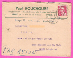 Enveloppe à En-tête Paul Rouchouse Négociant Expéditeur De Fruits En Gros à Lyon Rue De La Platière 1948 - 1900 – 1949