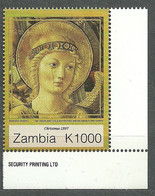 Zambia, 1997 (#742d), Christmas, Painting, Gozzoli, Madonna, Virgen Mary, Angels, Weihnachten, Natale, Noël - 1v Single - Noël